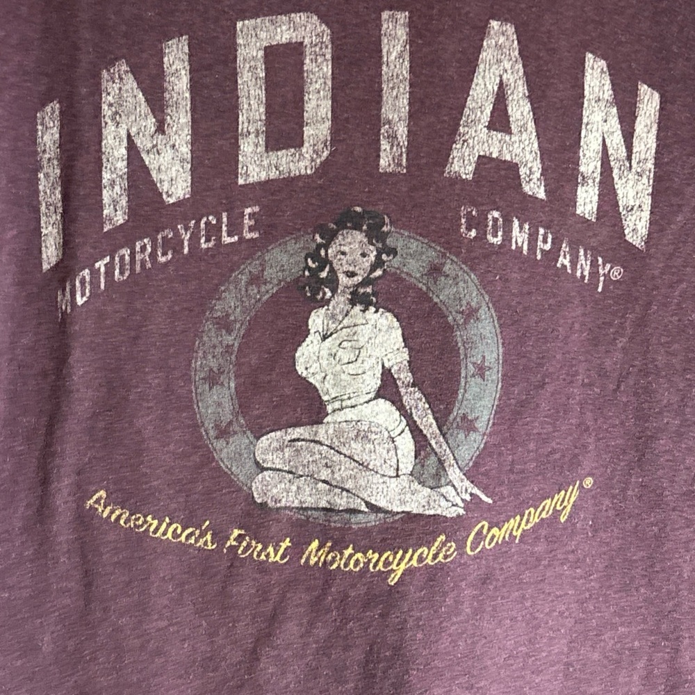 Indian Motorcycles Pinup Girl T Shirt Medium Genuine Brand Quality Goods Maroon
